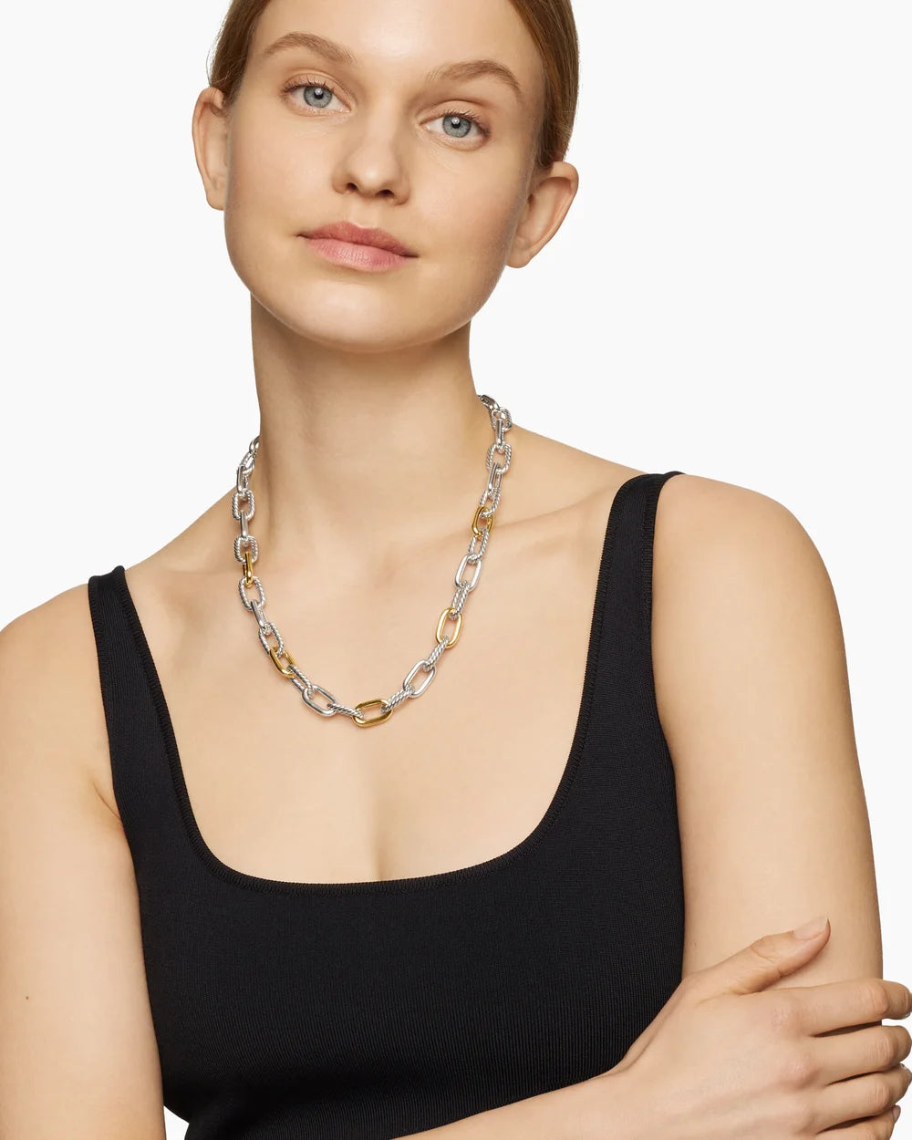 DY MADISON® CHAIN NECKLACE Sterling Silver with 18K Yellow Gold, 11mm