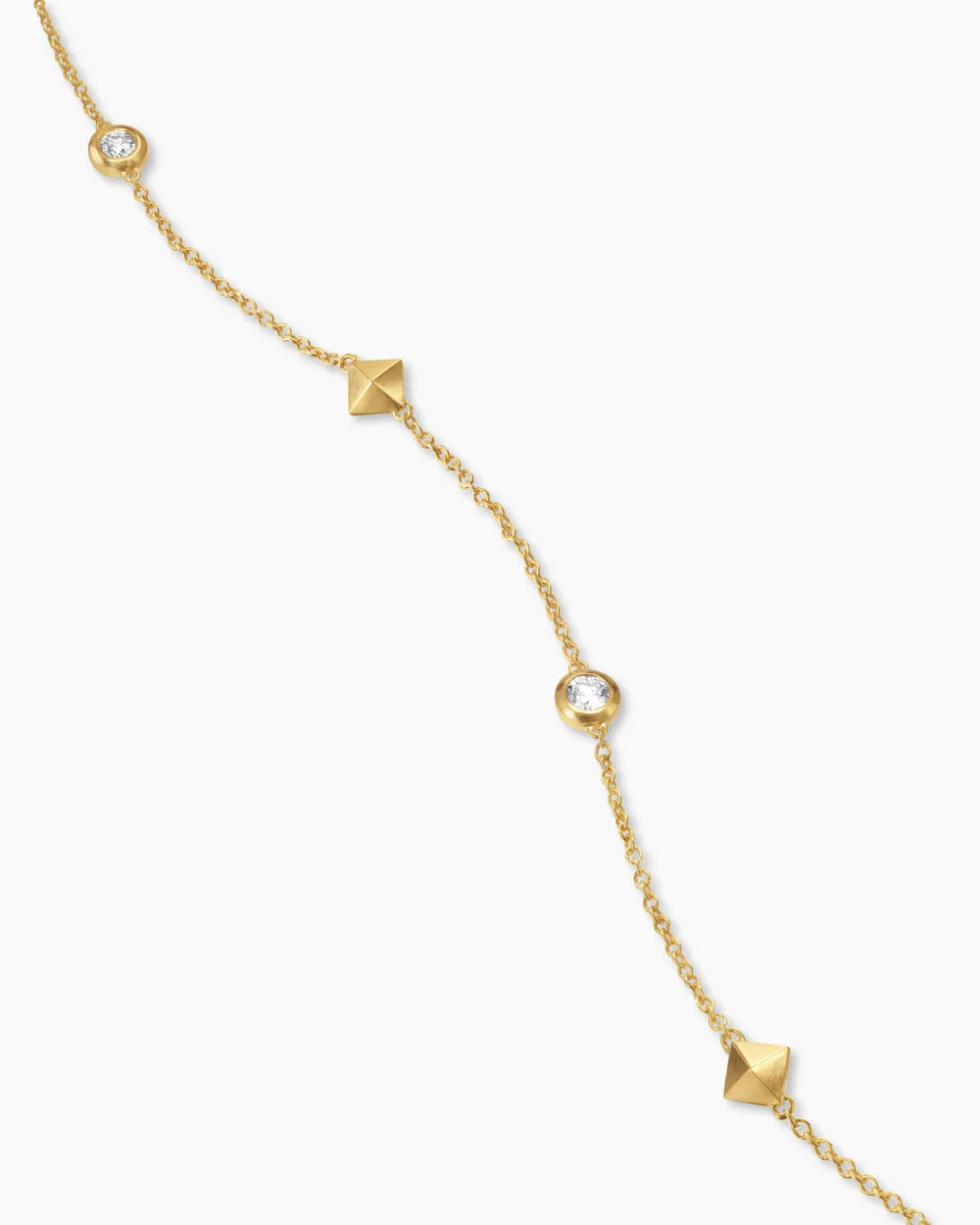 PETITE MODERN RENAISSANCE® PYRAMID STATION NECKLACE 18K Yellow Gold with Diamonds, 4.6mm