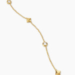 PETITE MODERN RENAISSANCE® PYRAMID STATION NECKLACE 18K Yellow Gold with Diamonds, 4.6mm