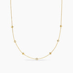 PETITE MODERN RENAISSANCE® PYRAMID STATION NECKLACE 18K Yellow Gold with Diamonds, 4.6mm