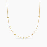 PETITE MODERN RENAISSANCE® PYRAMID STATION NECKLACE 18K Yellow Gold with Diamonds, 4.6mm