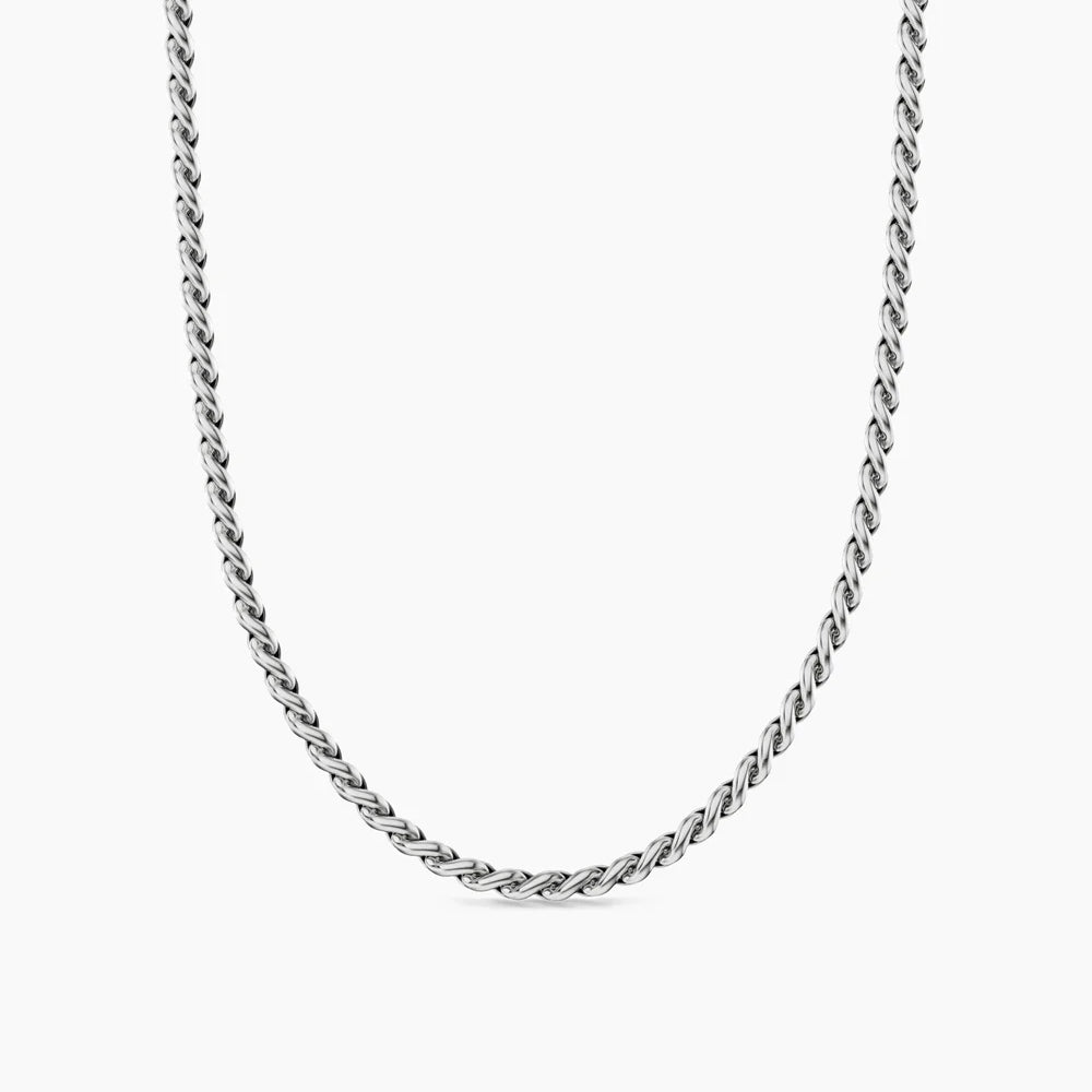 SCULPTED CABLE CHAIN NECKLACE Sterling Silver, 3.7mm
