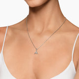Pavé Initial Pendant Necklace in Sterling Silver with Diamond A