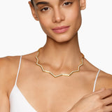 Zig Zag Stax Necklace in 18K Yellow Gold with Diamonds, 5mm