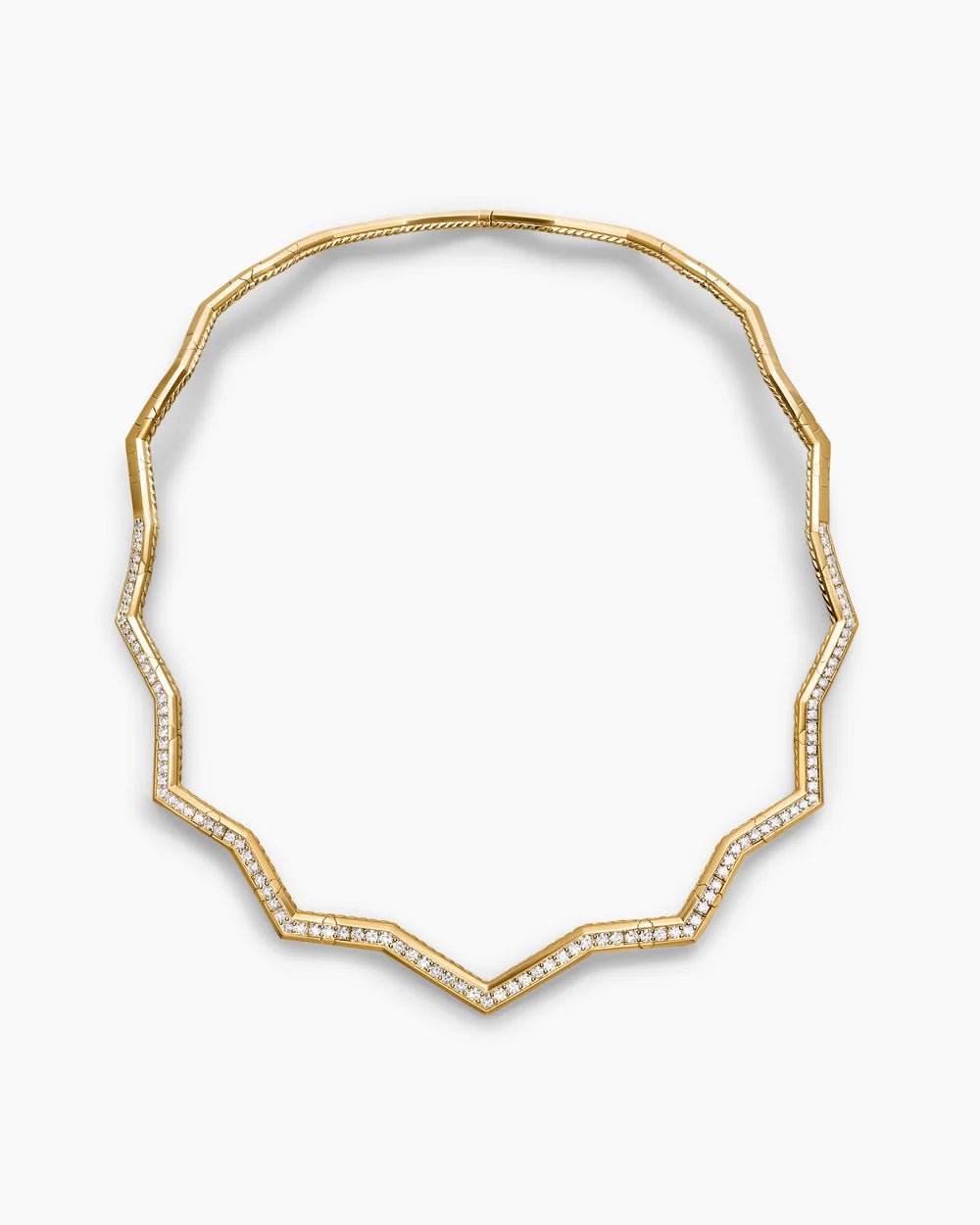 Zig Zag Stax Necklace in 18K Yellow Gold with Diamonds, 5mm