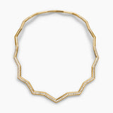 Zig Zag Stax Necklace in 18K Yellow Gold with Diamonds, 5mm