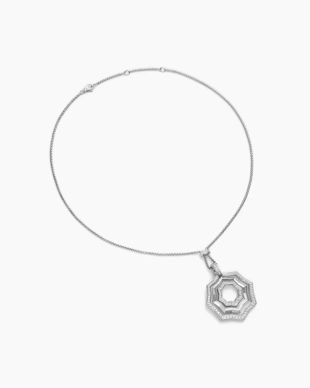 Stax Zig Zag Pendant Necklace in Sterling Silver with Diamonds, 38mm