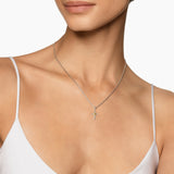 Petite Cross Necklace Sterling Silver with 18K Yellow Gold with Diamonds, 20.8mm