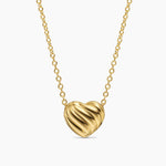 PUFFY HEART PENDANT NECKLACE 18K Yellow Gold with Diamonds, 7.8mm