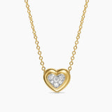 PUFFY HEART PENDANT NECKLACE 18K Yellow Gold with Diamonds, 7.8mm