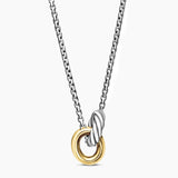 PETITE CABLE LINKED NECKLACE Sterling Silver with 14K Yellow Gold, 15mm