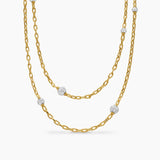 DY Madison® Pavé Bead Station Necklace 18K Yellow Gold with Diamonds, 3mm