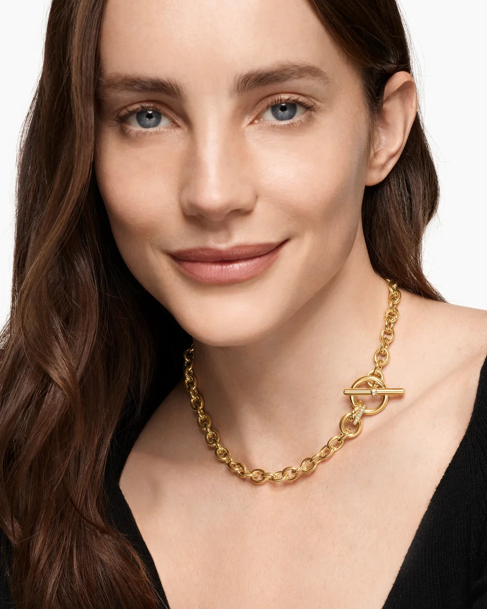 DY MERCER® TOGGLE CHAIN NECKLACE 18K Yellow Gold with Diamonds, 8mm