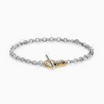 DY MERCER® TOGGLE CHAIN NECKLACE Sterling Silver with 18K Yellow Gold and Diamonds, 8mm