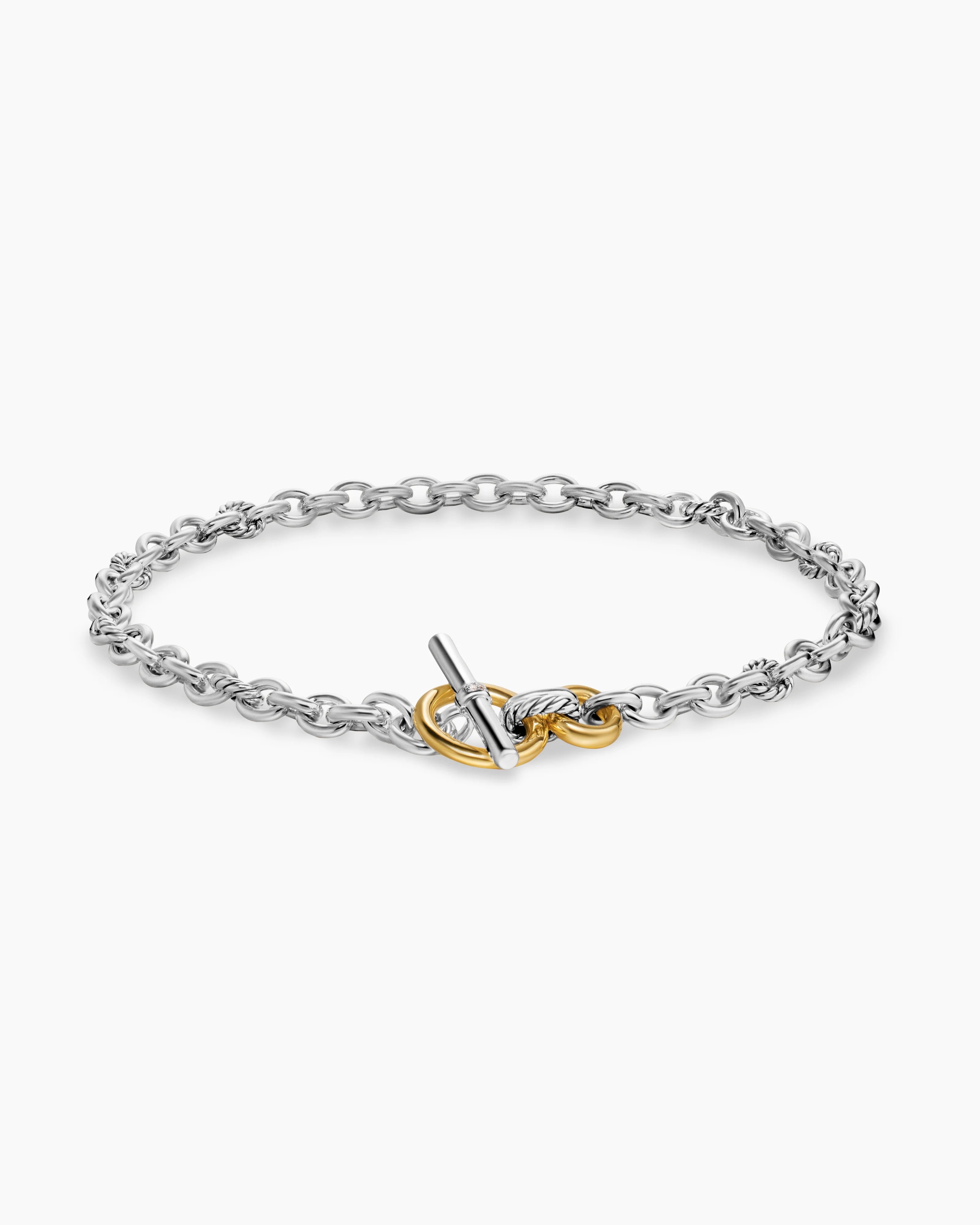 DY MERCER® TOGGLE CHAIN NECKLACE Sterling Silver with 18K Yellow Gold and Diamonds, 8mm