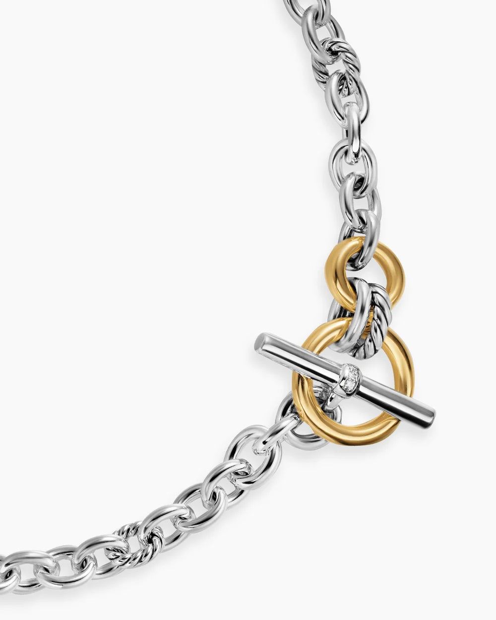 DY Mercer® Toggle Chain Necklace Sterling Silver with 18K Yellow Gold and Diamonds, 8mm