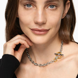 DY MERCER® TOGGLE CHAIN NECKLACE Sterling Silver with 18K Yellow Gold and Diamonds, 8mm