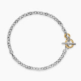 DY Mercer® Toggle Chain Necklace Sterling Silver with 18K Yellow Gold and Diamonds, 8mm