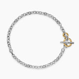 DY MERCER® TOGGLE CHAIN NECKLACE Sterling Silver with 18K Yellow Gold and Diamonds, 8mm