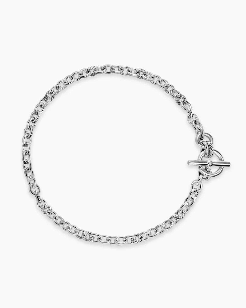 DY MERCER® TOGGLE CHAIN NECKLACE Sterling Silver with Diamonds, 8mm
