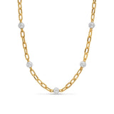DY Madison® Pavé Bead Chain Necklace in 18K Yellow Gold with Diamonds, 6mm