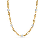 DY Madison® Pavé Bead Chain Necklace in 18K Yellow Gold with Diamonds, 6mm