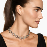 SCULPTED CABLE OVAL LINK NECKLACE Sterling Silver, 18mm