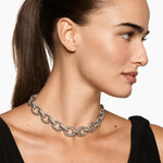 SCULPTED CABLE OVAL LINK NECKLACE Sterling Silver, 18mm