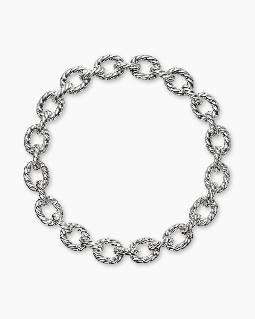 SCULPTED CABLE OVAL LINK NECKLACE Sterling Silver, 18mm