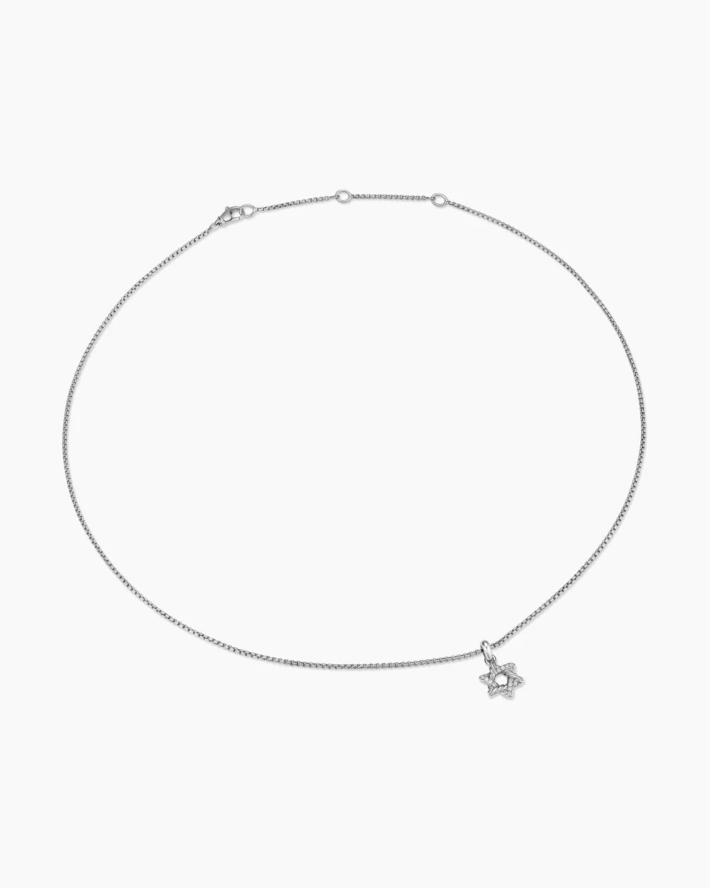 STAR OF DAVID PENDANT NECKLACE Sterling Silver with Diamonds, 12.3mm