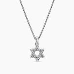 STAR OF DAVID PENDANT NECKLACE Sterling Silver with Diamonds, 12.3mm