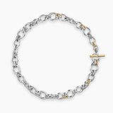 DY MERCER® CHAIN NECKLACE Sterling Silver with 18K Yellow Gold and Diamonds, 8mm