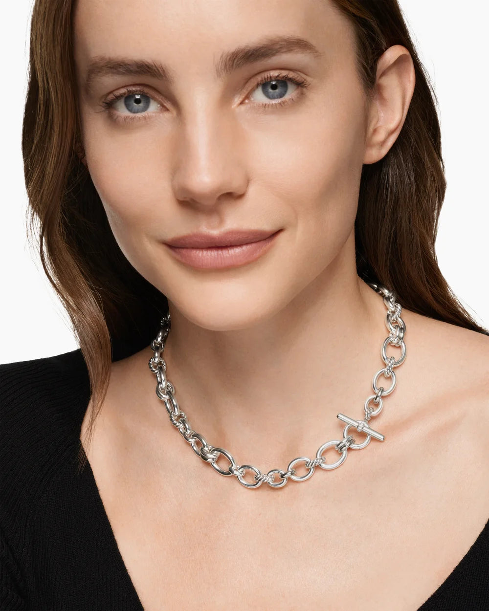 DY MERCER® CHAIN NECKLACE Sterling Silver with Diamonds, 8mm