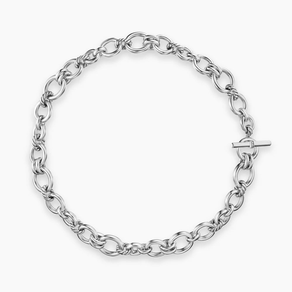 DY MERCER® CHAIN NECKLACE Sterling Silver with Diamonds, 8mm