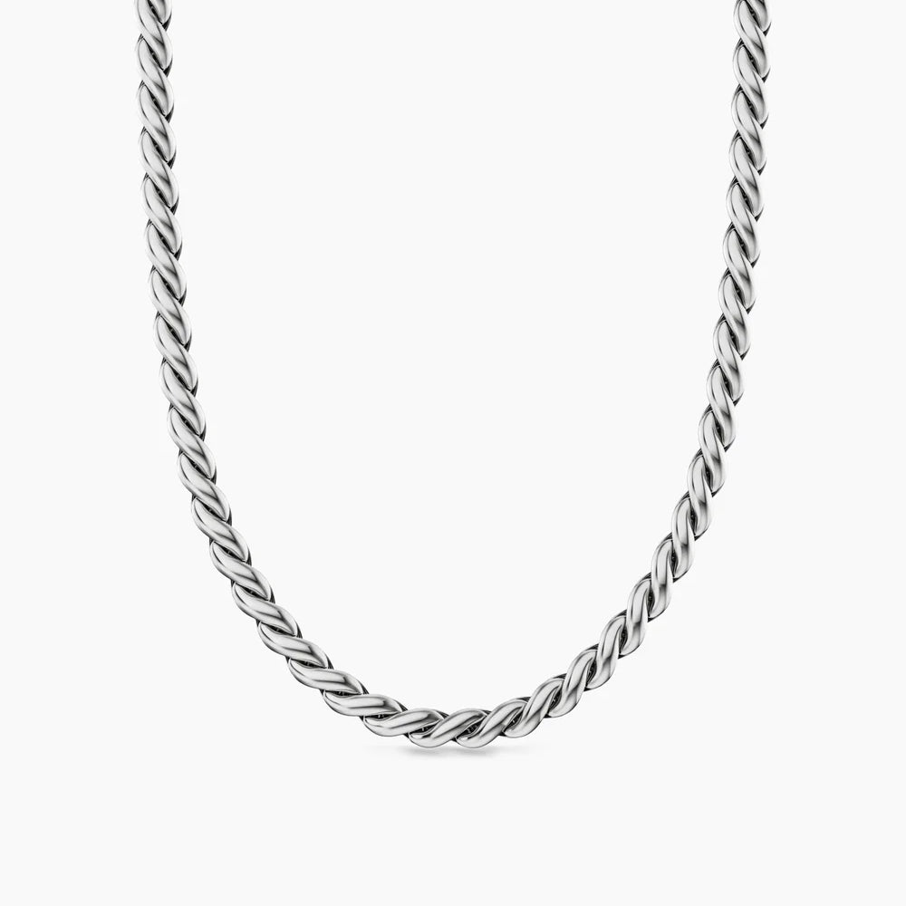 SCULPTED CABLE CHAIN NECKLACE Sterling Silver, 5.7mm