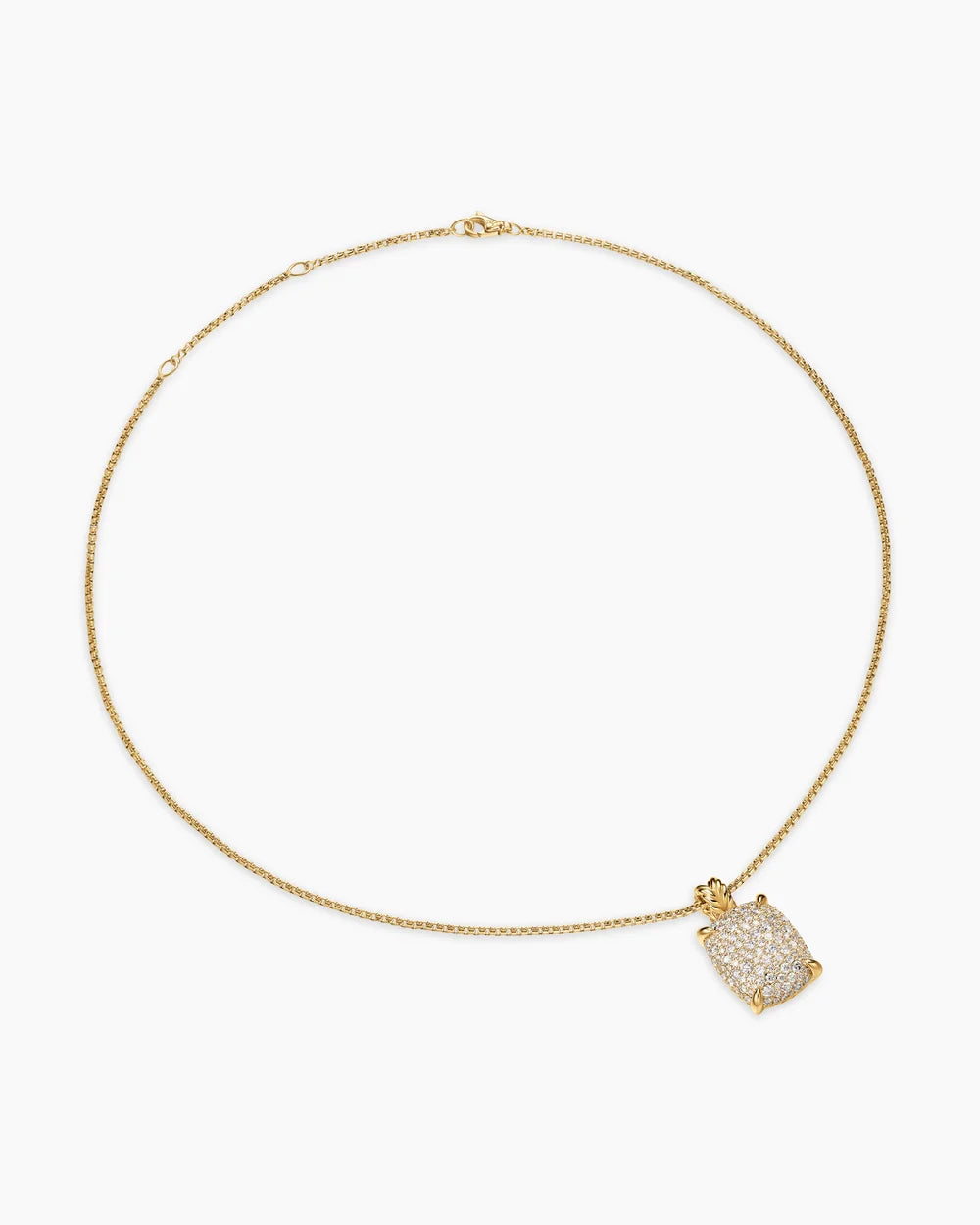 CHATELAINE® ELONGATED PENDANT NECKLACE 18K Yellow Gold with Diamonds, 19mm