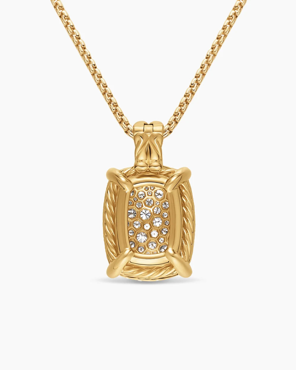 CHATELAINE® ELONGATED PENDANT NECKLACE 18K Yellow Gold with Diamonds, 19mm
