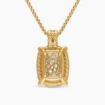 CHATELAINE® ELONGATED PENDANT NECKLACE 18K Yellow Gold with Diamonds, 19mm