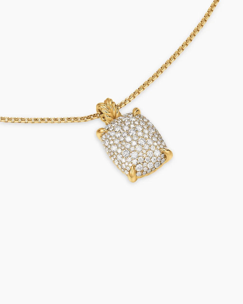 CHATELAINE® ELONGATED PENDANT NECKLACE 18K Yellow Gold with Diamonds, 19mm