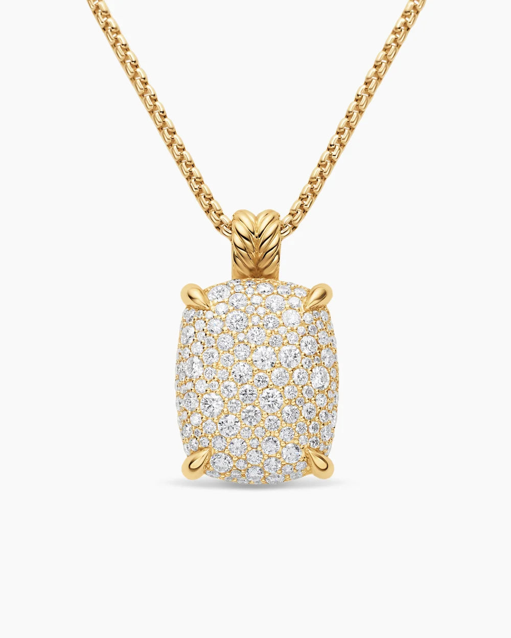 CHATELAINE® ELONGATED PENDANT NECKLACE 18K Yellow Gold with Diamonds, 19mm