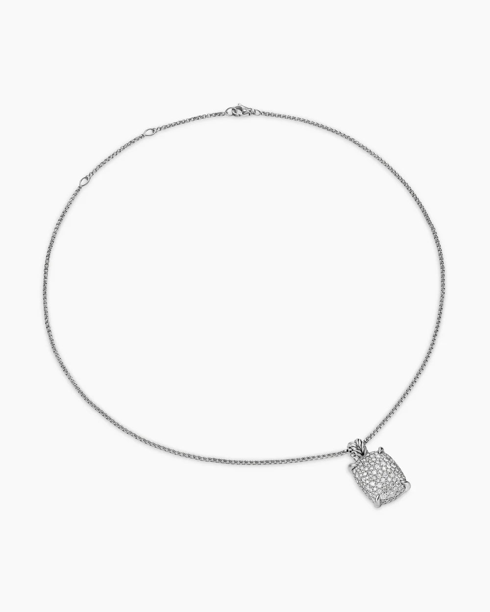 CHATELAINE® ELONGATED PENDANT NECKLACE Sterling Silver with Diamonds, 19mm