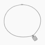 CHATELAINE® ELONGATED PENDANT NECKLACE Sterling Silver with Diamonds, 19mm