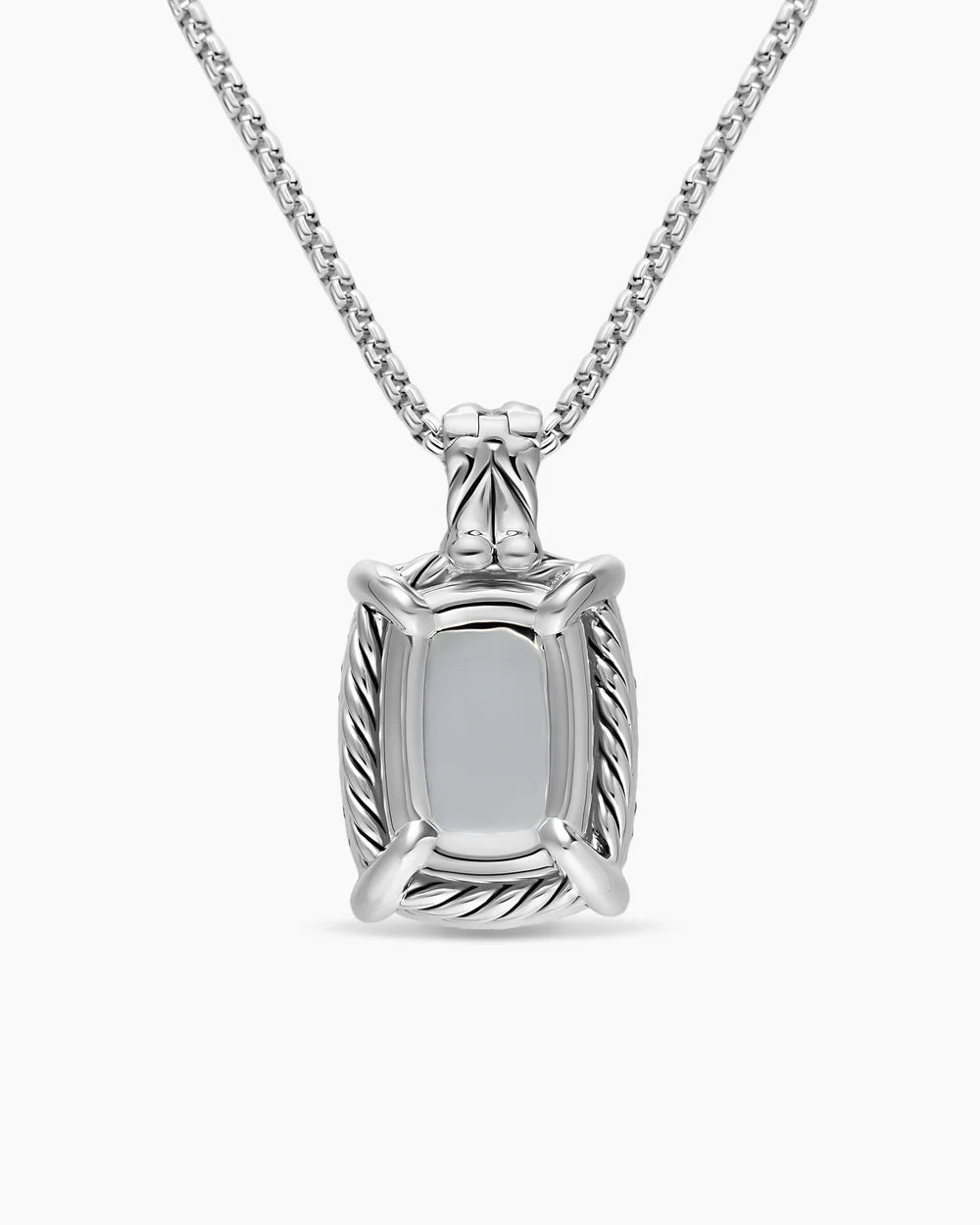 CHATELAINE® ELONGATED PENDANT NECKLACE Sterling Silver with Diamonds, 19mm