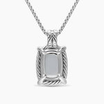 CHATELAINE® ELONGATED PENDANT NECKLACE Sterling Silver with Diamonds, 19mm
