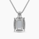 CHATELAINE® ELONGATED PENDANT NECKLACE Sterling Silver with Diamonds, 19mm
