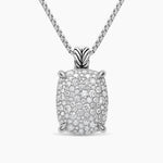 CHATELAINE® ELONGATED PENDANT NECKLACE Sterling Silver with Diamonds, 19mm