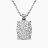 CHATELAINE® ELONGATED PENDANT NECKLACE Sterling Silver with Diamonds, 19mm
