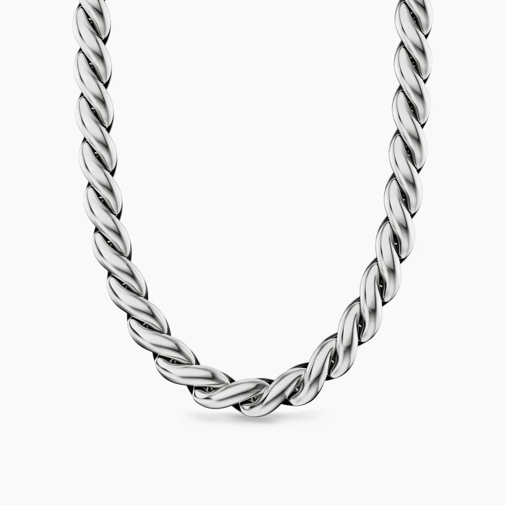SCULPTED CABLE CHAIN NECKLACE Sterling Silver, 10mm