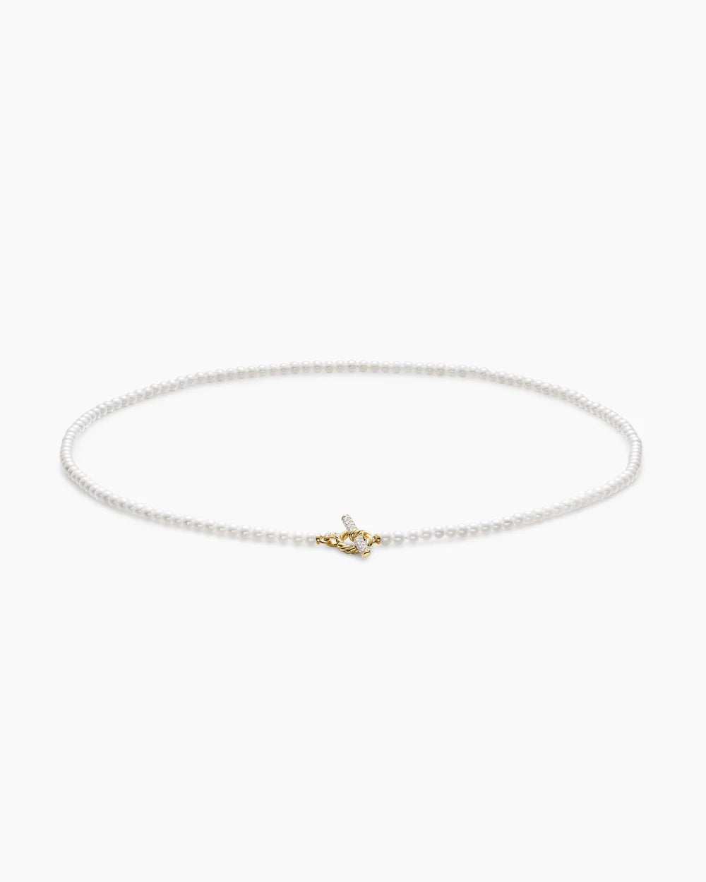 PEARL CLASSICS PETITE TOGGLE NECKLACE 18K Yellow Gold with Diamonds, 3mm