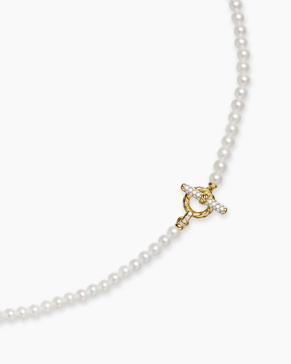 PEARL CLASSICS PETITE TOGGLE NECKLACE 18K Yellow Gold with Diamonds, 3mm